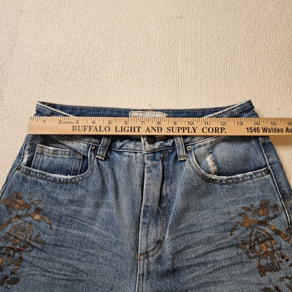 Free People Paint Stencil Distressed Jeans - size 27 - Picture 2 of 7